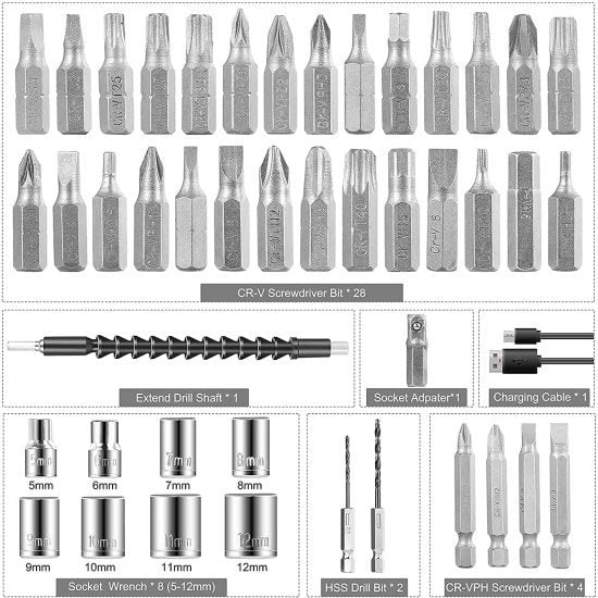 47 in 1 Cordless Electric Screwdriver Set