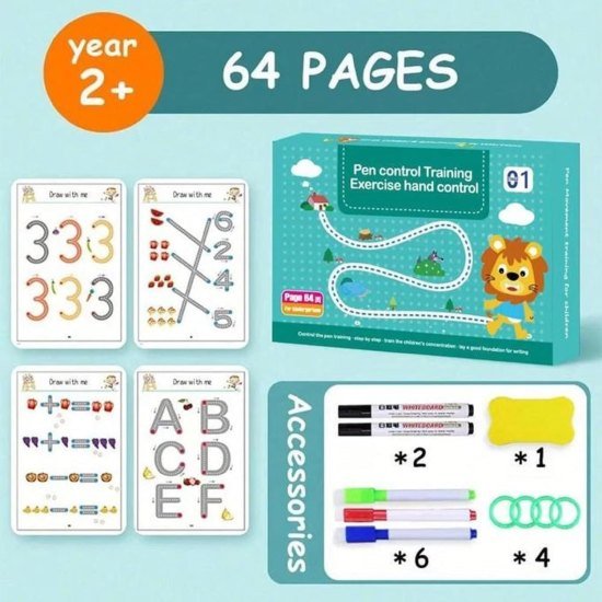 Hand Writing Pen Control Training Practice Book 64 page