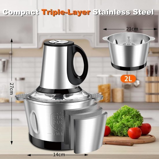 2Ltr Stainless Steel Meat Grinder With Handle
